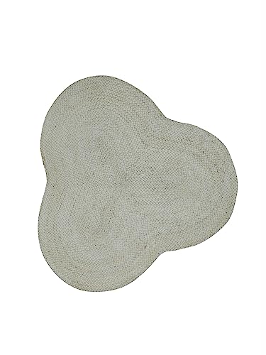 carpetfine Juteteppich Alia Sonderform Creme 90x90 cm handgewebt aus Jute | Moderner Naturteppich Uni im Boho - Style Teppich Oval für Wohnzimmer, Schlafzimmer und Küche von carpetfine