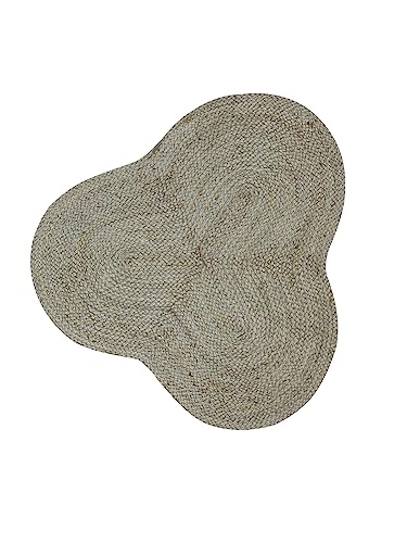 carpetfine Juteteppich Alia Sonderform Taupe 150x150 cm handgewebt aus Jute | Moderner Naturteppich Uni im Boho - Style Teppich Oval für Wohnzimmer, Schlafzimmer und Küche von carpetfine