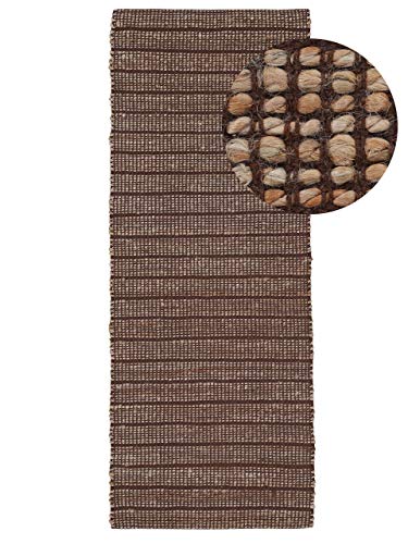 carpetfine Juteteppich Lara Läufer Braun 75x300 cm | Moderner Teppich für Wohn- und Schlafzimmer von carpetfine