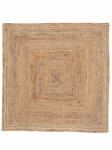 carpetfine Juteteppich Nele Quadratisch Beige 250x250 cm | Moderner Teppich für Wohn- und Schlafzimmer von carpetfine