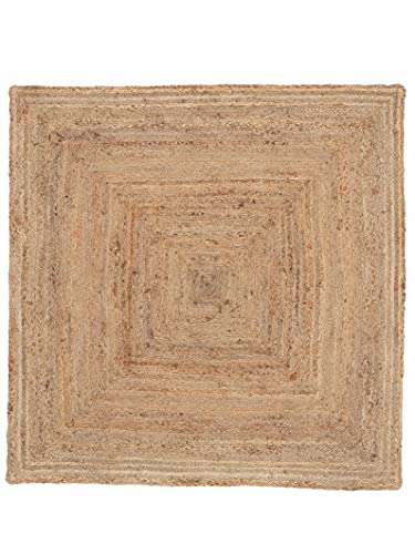 carpetfine Juteteppich Nele Quadratisch Beige 80x80 cm | Moderner Teppich für Wohn- und Schlafzimmer von carpetfine