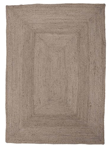 carpetfine Juteteppich Nele Taupe handgewebt aus Jute Rechteckig 120x170 cm | Moderner Naturteppich Uni im Boho - Style Flachgewebe Teppich für Wohnzimmer und Schlafzimmer von carpetfine