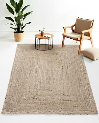 carpetfine Juteteppich Nele Taupe handgewebt aus Jute Rechteckig 140x200 cm | Moderner Naturteppich Uni im Boho - Style Flachgewebe Teppich für Wohnzimmer und Schlafzimmer carpetfine Juteteppich Nele Taupe handgewebt aus Jute Rechteckig 140x200 cm | Moderner Naturteppich Uni im Boho - Style Flachgewebe Teppich für Wohnzimmer und Schlafzimmer von carpetfine