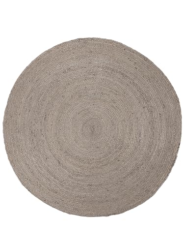 carpetfine Juteteppich Nele Taupe handgewebt aus Jute Rund Ø 100 cm | Moderner Naturteppich Uni im Boho - Style Flachgewebe Teppich für Wohnzimmer und Schlafzimmer von carpetfine