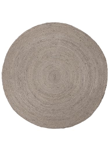 carpetfine Juteteppich Nele Taupe handgewebt aus Jute Rund Ø 150 cm | Moderner Naturteppich Uni im Boho - Style Flachgewebe Teppich für Wohnzimmer und Schlafzimmer von carpetfine
