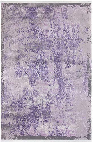 carpetfine Mara Teppich Violett 70x240 cm | Moderner Teppich für Wohn- und Schlafzimmer von carpetfine