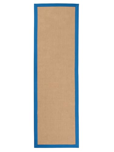carpetfine Sisalteppich Läufer Blau 70x200 cm | Moderner Teppich für Wohn- und Schlafzimmer von carpetfine