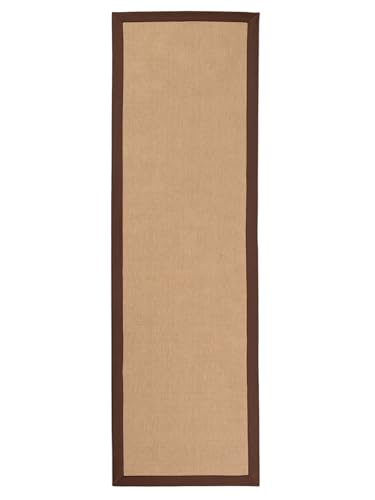 carpetfine Sisalteppich Läufer Braun 75x300 cm | Moderner Teppich für Wohn- und Schlafzimmer von carpetfine