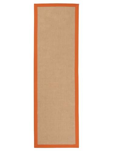 carpetfine Sisalteppich Läufer Orange 80x400 cm | Moderner Teppich für Wohn- und Schlafzimmer von carpetfine