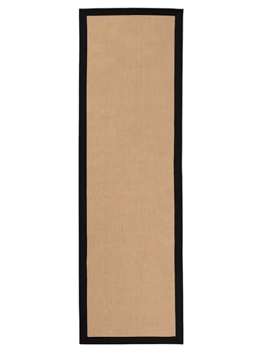 carpetfine Sisalteppich Läufer Schwarz 75x350 cm | Moderner Teppich für Wohn- und Schlafzimmer von carpetfine