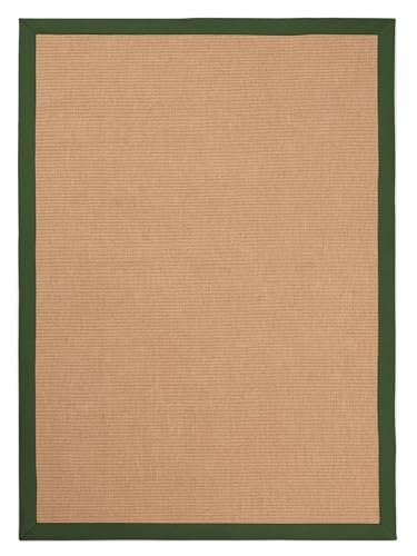 carpetfine Sisalteppich Naturfarbe 200x290 cm handgewebt mit Bordüre aus Baumwolle in Grün | Rutschfester Flachgewebeteppich Uni aus Naturfasern für Wohnzimmer, Schlafzimmer carpetfine Sisalteppich Naturfarbe 200x290 cm handgewebt mit Bordüre aus Baumwolle in Grün | Rutschfester Flachgewebeteppich Uni aus Naturfasern für Wohnzimmer, Schlafzimmer von carpetfine