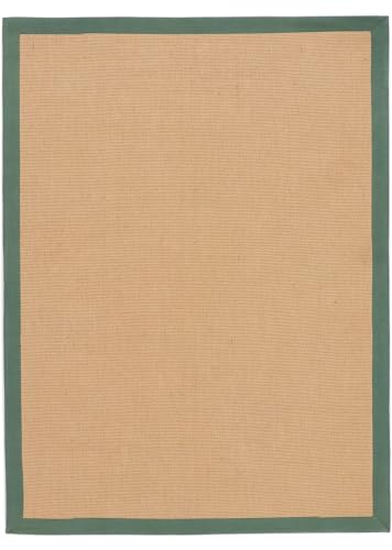 carpetfine Sisalteppich Naturfarbe 240x340 cm handgewebt mit Bordüre aus Baumwolle in Grün | Moderner Rutschfester Flachgewebeteppich Uni aus Naturfasern für Wohnzimmer, Schlafzimmer carpetfine Sisalteppich Naturfarbe 240x340 cm handgewebt mit Bordüre aus Baumwolle in Grün | Moderner Rutschfester Flachgewebeteppich Uni aus Naturfasern für Wohnzimmer, Schlafzimmer von carpetfine