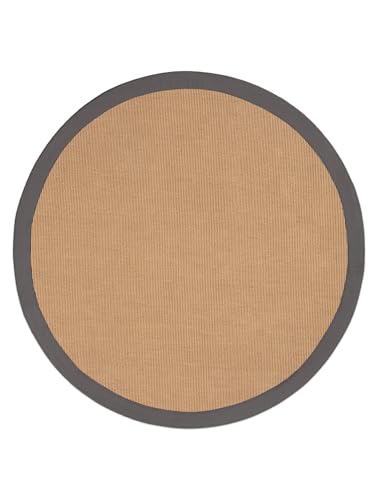 carpetfine Sisalteppich Naturfarbe Ø 60 cm handgewebt mit Bordüre aus Baumwolle in Grau | Moderner Rutschfester Flachgewebe Teppich Uni aus Naturfasern für Wohnzimmer, Schlafzimmer carpetfine Sisalteppich Naturfarbe Ø 60 cm handgewebt mit Bordüre aus Baumwolle in Grau | Moderner Rutschfester Flachgewebe Teppich Uni aus Naturfasern für Wohnzimmer, Schlafzimmer von carpetfine