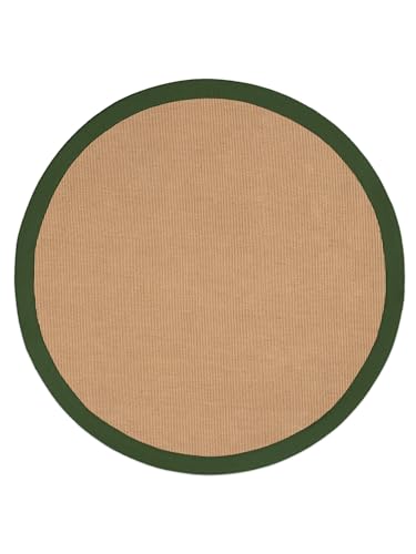 carpetfine Sisalteppich Rund Grün Ø 120 | Moderner Teppich für Wohn- und Schlafzimmer von carpetfine