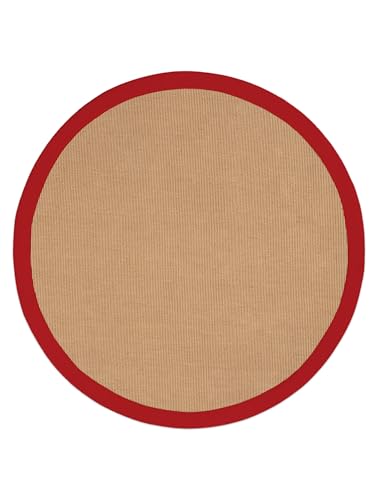 carpetfine Sisalteppich Rund Rot Ø 80 | Moderner Teppich für Wohn- und Schlafzimmer von carpetfine
