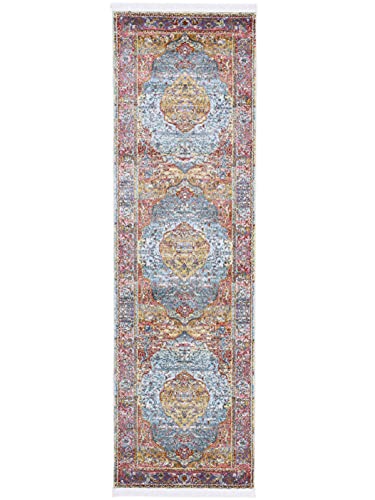 carpetfine Vintage Teppich Esha Läufer Multicolor 75x240 cm Floral | Moderner Teppich für Wohn- und Schlafzimmer von carpetfine