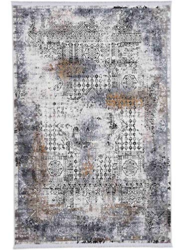 carpetfine Vintage Teppich Liyath Schwarz 80x150 cm | Moderner Teppich für Wohn- und Schlafzimmer von carpetfine