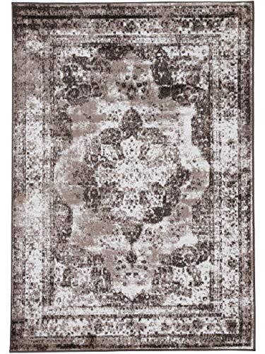 carpetfine Vintage Teppich Sol Braun 120x170 cm | Moderner Teppich für Wohn- und Schlafzimmer von carpetfine