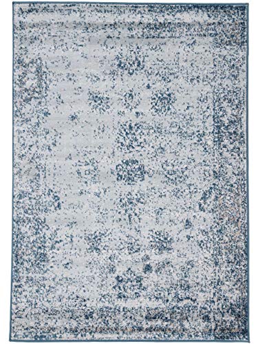 carpetfine Vintage Teppich Soli Hellblau 120x170 cm | Moderner Teppich für Wohn- und Schlafzimmer von carpetfine