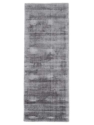 carpetfine Viskoseteppich AVA Läufer Hellgrau 75x240 cm | Moderner Teppich für Wohn- und Schlafzimmer von carpetfine