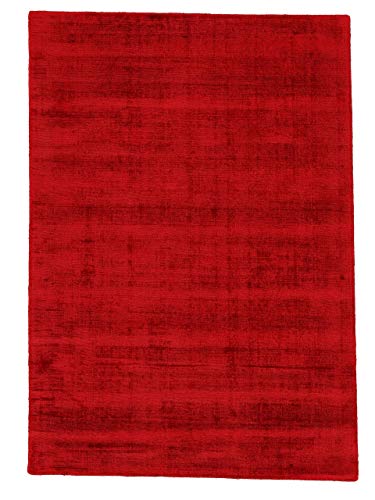 carpetfine Viskoseteppich AVA Rot 80x150 cm | Moderner Teppich für Wohn- und Schlafzimmer von carpetfine