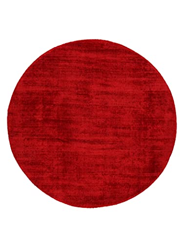 carpetfine Viskoseteppich Rund AVA Rot Ø 120 cm | Moderner Teppich für Wohn- und Schlafzimmer von carpetfine