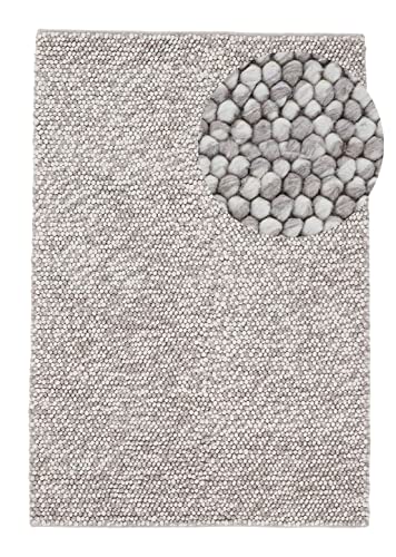 carpetfine Wollteppich Calo weicher Filzkugel-Teppich Beige 80x150 cm für Wohnzimmer, Schlafzimmer & Kinderzimmer von carpetfine