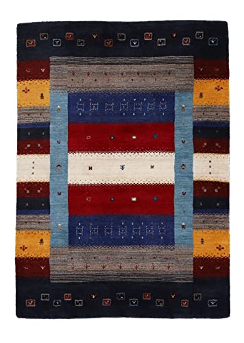 carpetfine Wollteppich Gabbeh Don Multi 140x200 cm | Moderner Teppich für Wohn- und Schlafzimmer von carpetfine
