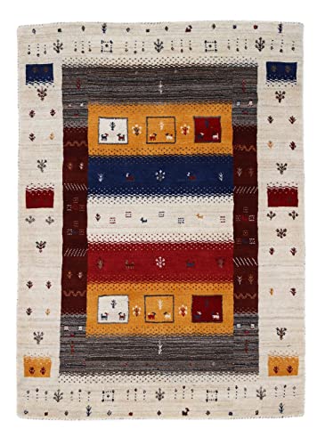 carpetfine Wollteppich Gabbeh Soni Multi 160x230 cm | Moderner Teppich für Wohn- und Schlafzimmer von carpetfine