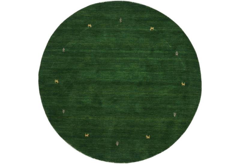 carpetfine Wollteppich Gabbeh Uni, rund, Höhe: 15 mm, reine Wolle handgewebt, Gabbeh Tiermotiv warmes Raumklima viele Größen von carpetfine