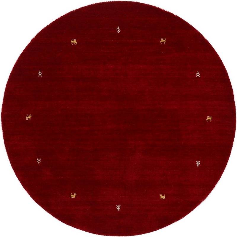 carpetfine Wollteppich Gabbeh Uni, rund, Höhe: 15 mm, reine Wolle handgewebt, Gabbeh Tiermotiv warmes Raumklima viele Größen von carpetfine