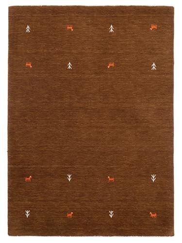 carpetfine Wollteppich Gabbeh Uni Braun 300x400 cm | Moderner Teppich für Wohn- und Schlafzimmer von carpetfine