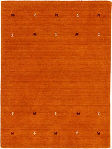 carpetfine Wollteppich Gabbeh Uni Orange 300x400 cm | Moderner Teppich für Wohn- und Schlafzimmer von carpetfine