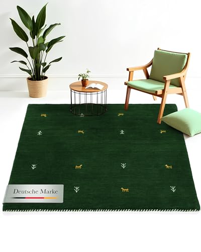 carpetfine Wollteppich Gabbeh Uni Quadratisch Grün 200x200 cm | Moderner Teppich für Wohn- und Schlafzimmer carpetfine Wollteppich Gabbeh Uni Quadratisch Grün 200x200 cm | Moderner Teppich für Wohn- und Schlafzimmer von carpetfine