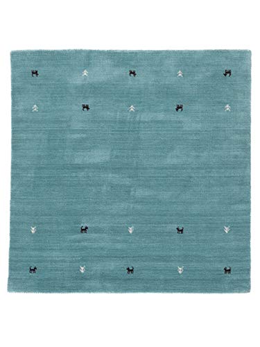 carpetfine Wollteppich Gabbeh Uni Quadratisch Türkis 200x200 cm | Moderner Teppich für Wohn- und Schlafzimmer carpetfine Wollteppich Gabbeh Uni Quadratisch Türkis 200x200 cm | Moderner Teppich für Wohn- und Schlafzimmer von carpetfine