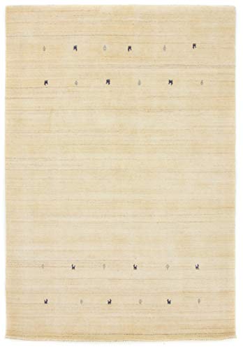 carpetfine Wollteppich Gabbeh Uni Weiß 60x90 cm | Moderner Teppich für Wohn- und Schlafzimmer von carpetfine
