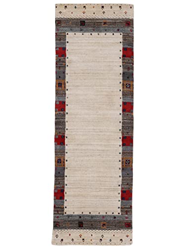 carpetfine Wollteppich Gabbeh Vida Läufer Multicolor 60x180 cm | Moderner Teppich für Wohn- und Schlafzimmer von carpetfine