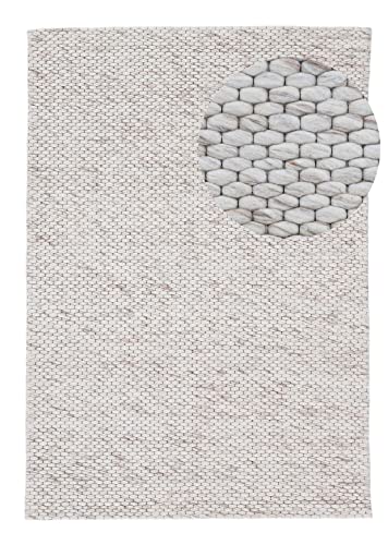 carpetfine Wollteppich Sina weicher handweb Teppich Natur Beige meliert 60x90 cm | Zeitloser Wollteppich für Wohnzimmer, Schlafzimmer & Kinderzimmer von carpetfine