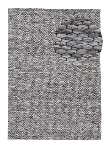 carpetfine Wollteppich Sina weicher handweb Teppich Natur Grau meliert 120x170 cm | Zeitloser Wollteppich für Wohnzimmer, Schlafzimmer & Kinderzimmer von carpetfine