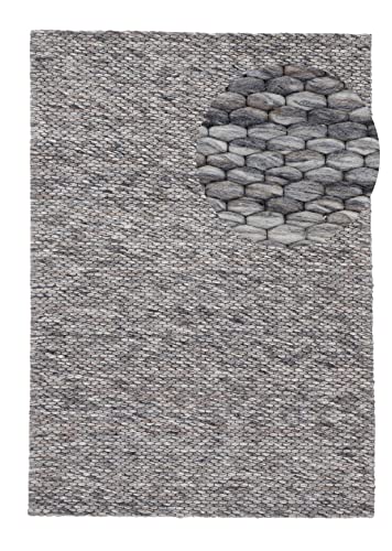 carpetfine Wollteppich Sina weicher handweb Teppich Natur Grau meliert 80x150 cm | Zeitloser Wollteppich für Wohnzimmer, Schlafzimmer & Kinderzimmer von carpetfine