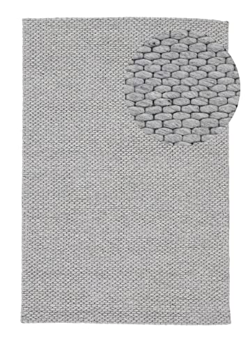 carpetfine Wollteppich Sina weicher handweb Teppich Natur Grau 160x230 cm | Zeitloser Wollteppich für Wohnzimmer, Schlafzimmer & Kinderzimmer von carpetfine