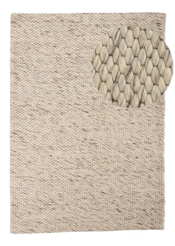 carpetfine Wollteppich Sina weicher handweb Teppich Natur Hellgrau meliert 160x230 cm | Zeitloser Wollteppich für Wohnzimmer, Schlafzimmer & Kinderzimmer von carpetfine