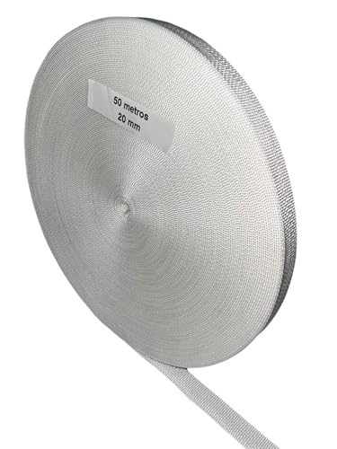 Rollladenband, 20 mm breit, 50 m – Weiß, Beige, Grau, Bronze, Schwarz | Ersatzschnur für Rollladen, UV-beständig, verschiedene Optionen (Weiß, 20 mm, 50 m) von carretcar europea