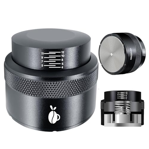 carrottimes Espresso-Stampfer 58 mm, Kaffee-Stampfer mit einstellbarer Tiefe und kalibrierter Feder, 100% Edelstahl-Stampfer für Espressomaschinen, passend für Breville 58 mm Siebträgerkorb (schwarz) von carrottimes