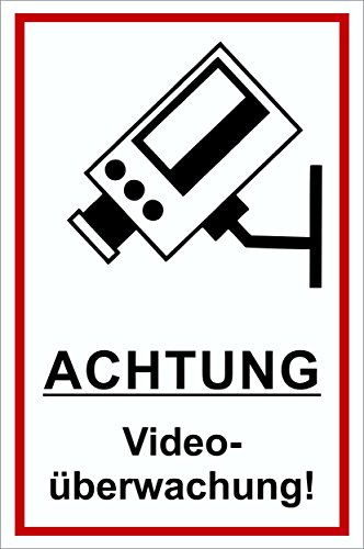 Achtung Videoüberwachung! 300 x 200 mm Warn- Hinweis- und Verbotsschild PST-Kunststoff von carstyling XXL