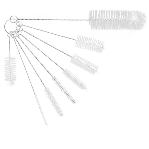 Flaschenbürste, 8 Stück Nylon Reinigungsbürsten Set Zum Milchschlauchbürste für Kaffeevollautomat, Strohhalme Bürste,Pfeifenreiniger Bürste, Flaschenbürste (Weiß) von carve ideas
