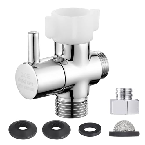 Bidet-T-Adapter mit Absperrventil, T-Ventil aus Metall für Bidet, 2,2 x 2,2 x 1,2 cm oder 3/8 Zoll, T-Anschluss für Hand-WC-Spray von carvedexquisitely