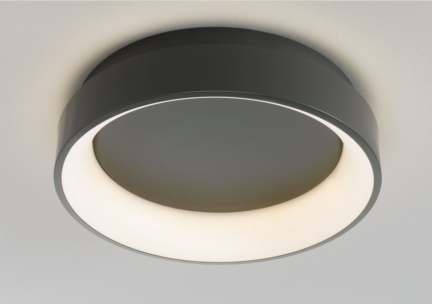 casa NOVA Deckenleuchte casa NOVA Deckenleuchte LUNEA DH 39x10 cm grau Deckenlampe, Warmweiß von casa NOVA