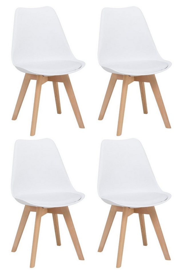 casa NOVA Esszimmerstuhl LUKAS, Braun, Weiß, Kunststoff, Buchenholzgestell, (Set, 4 St), Sitzpolster aus Kunstleder, belastbar bis max. 150 kg von casa NOVA