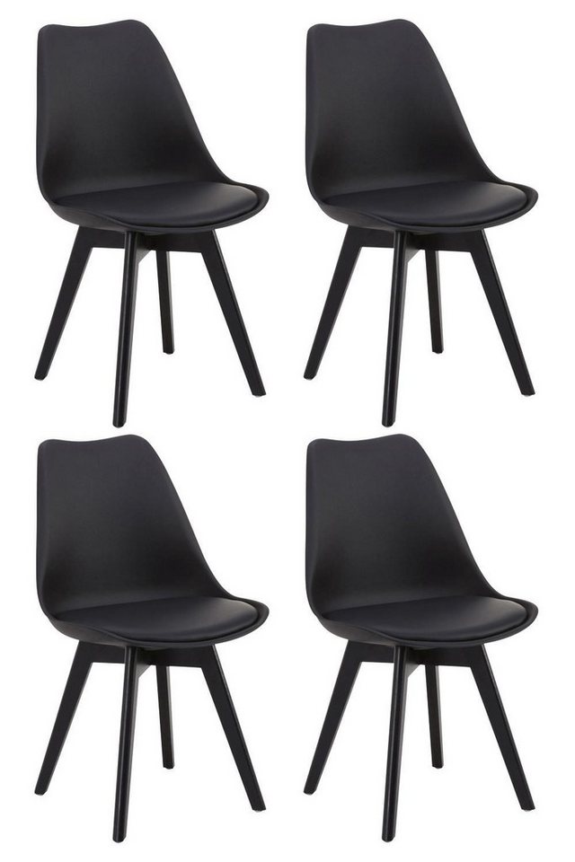 casa NOVA Esszimmerstuhl LUKAS, Schwarz, Kunststoff, Buchenholzgestell, (Set, 4 St), Sitzpolster aus Kunstleder, belastbar bis max. 150 kg von casa NOVA